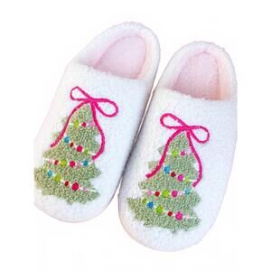 NEW ROCK PAPER SCISSORS women's bow christmas tree slipper in pink